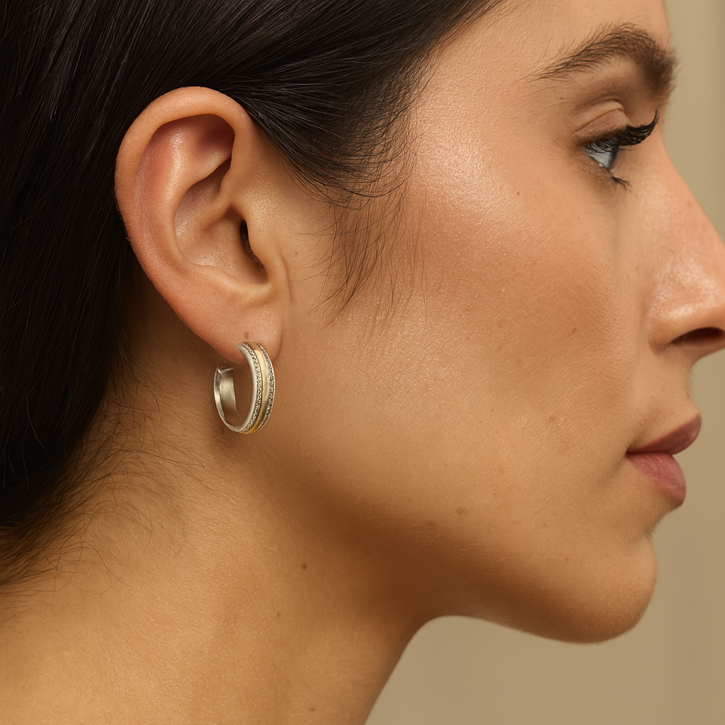 Mia - Cercei din argint cu linie de aur vintage