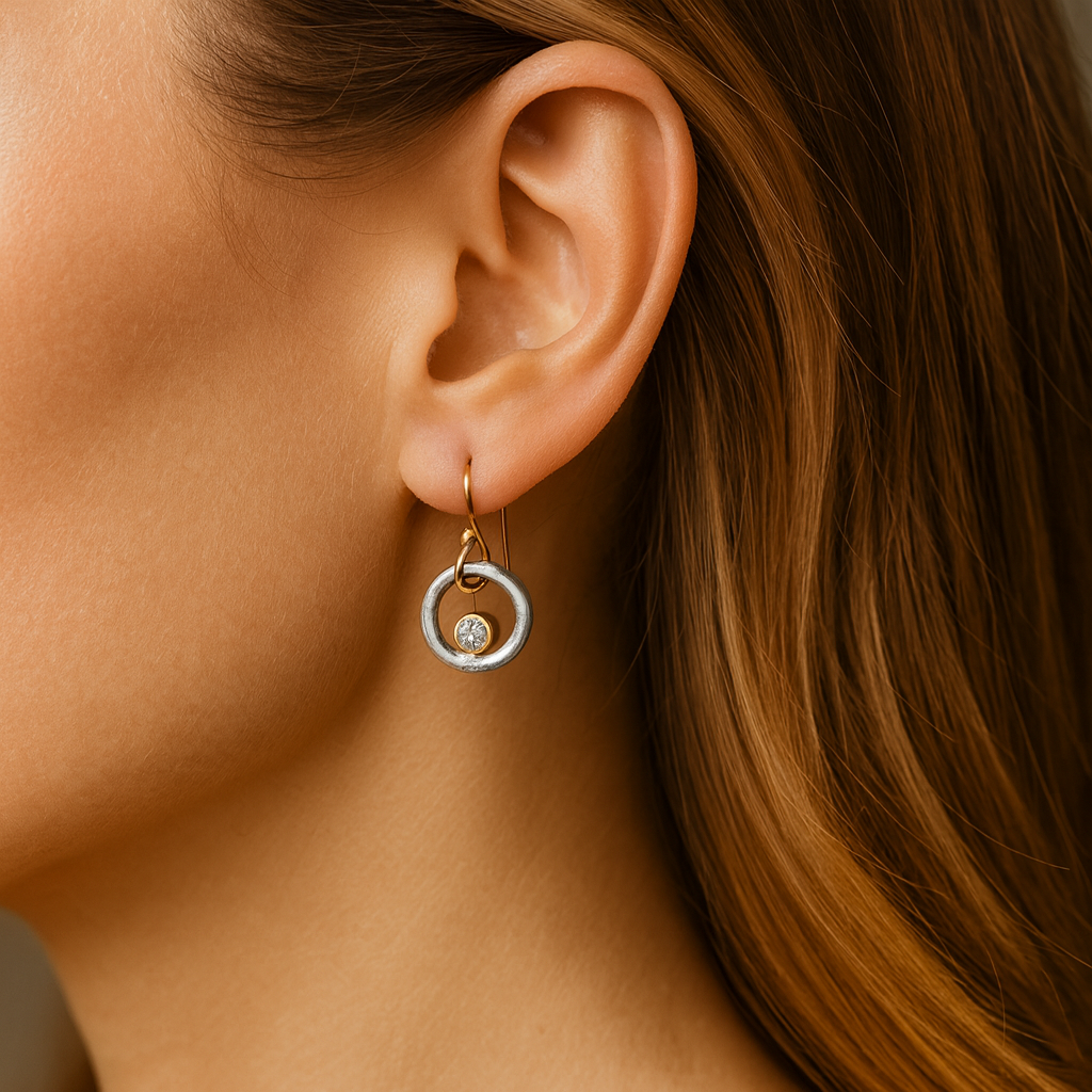 Marlene - Cercei retro din aur și argint