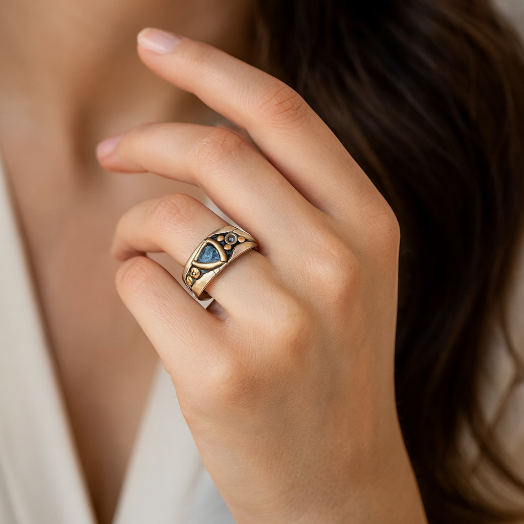 Leonie - Inel Vintage cu Cristal Albastru