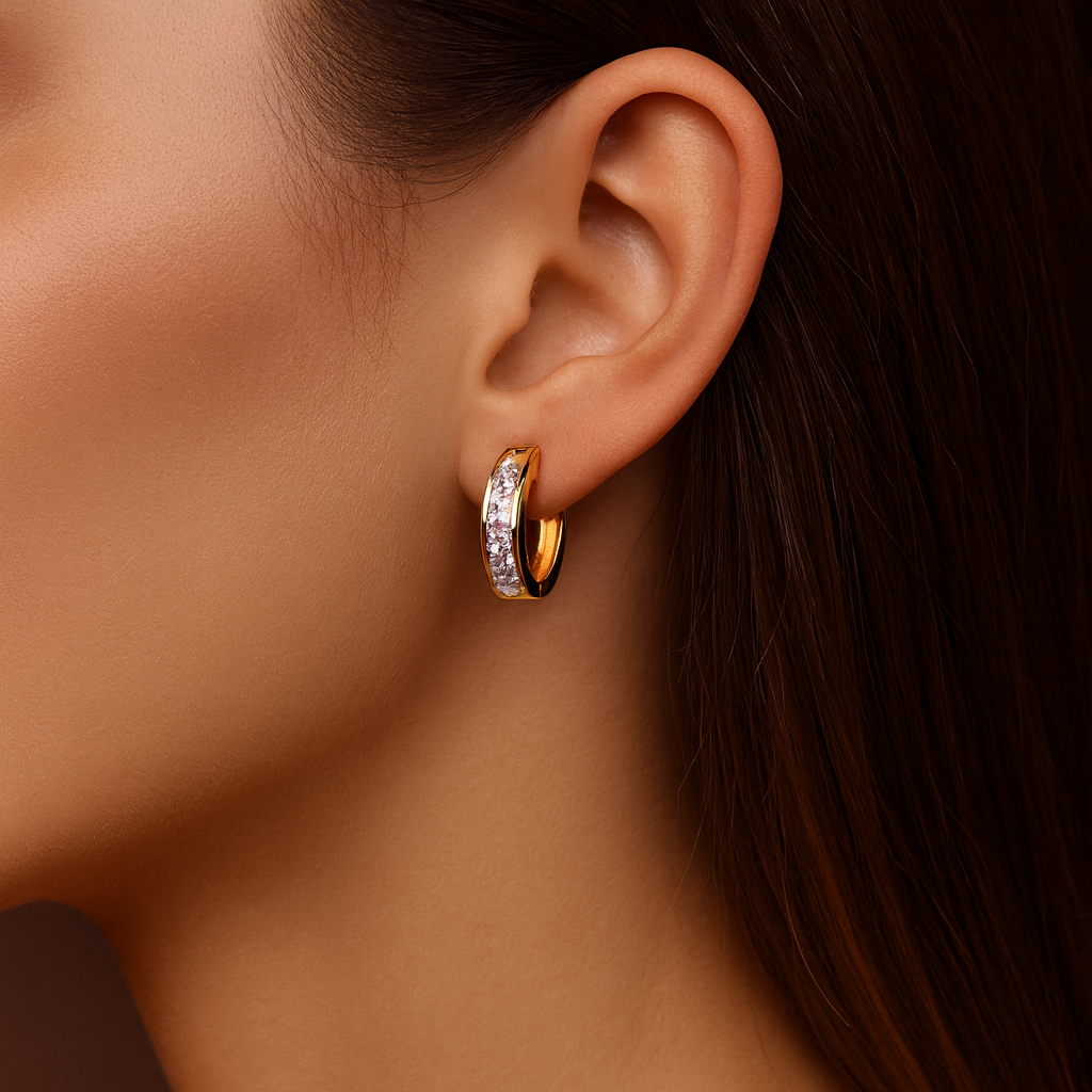 Pavlína - Cercei aurii eleganți cu cristal