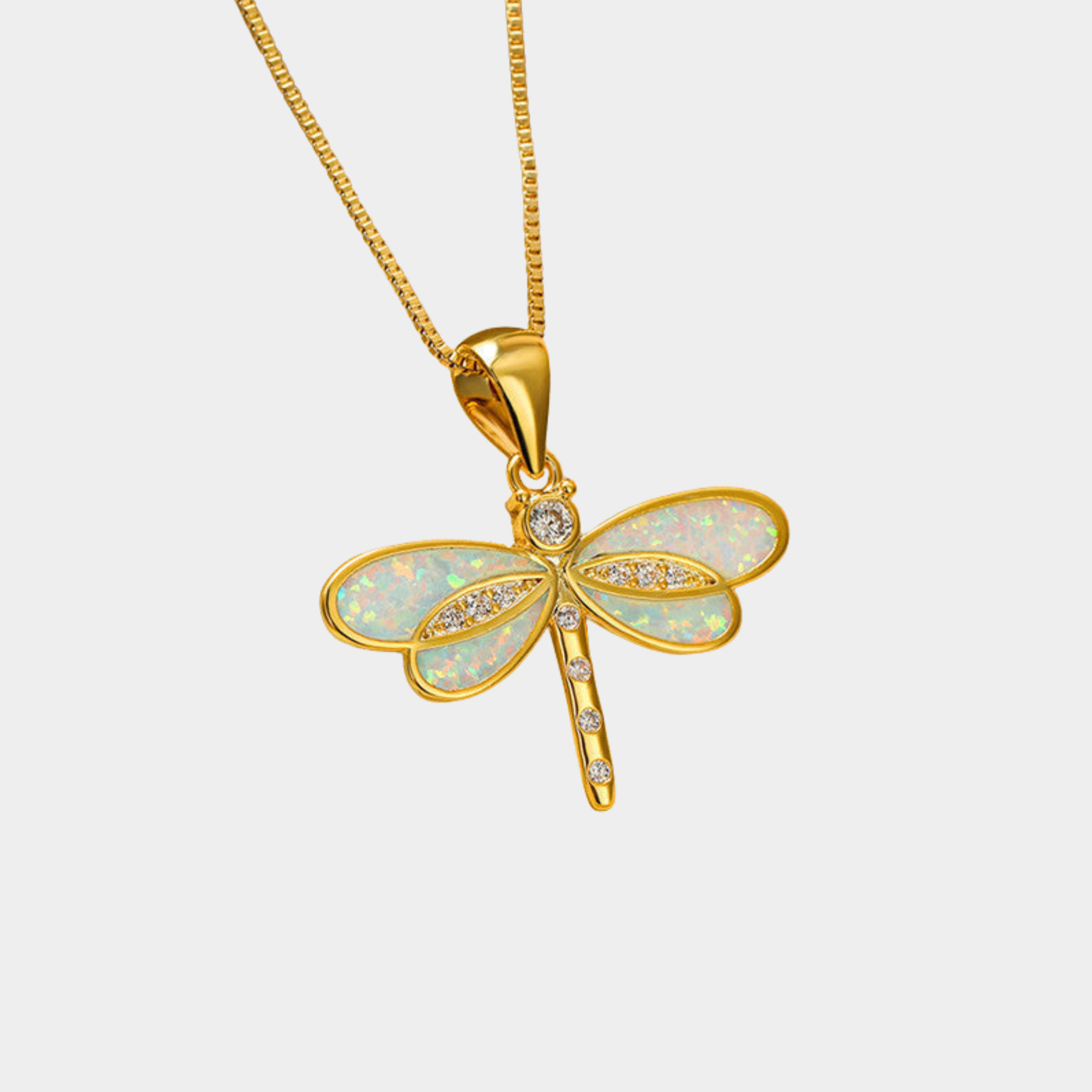 Colier cu pandantiv fluture auriu cu opal