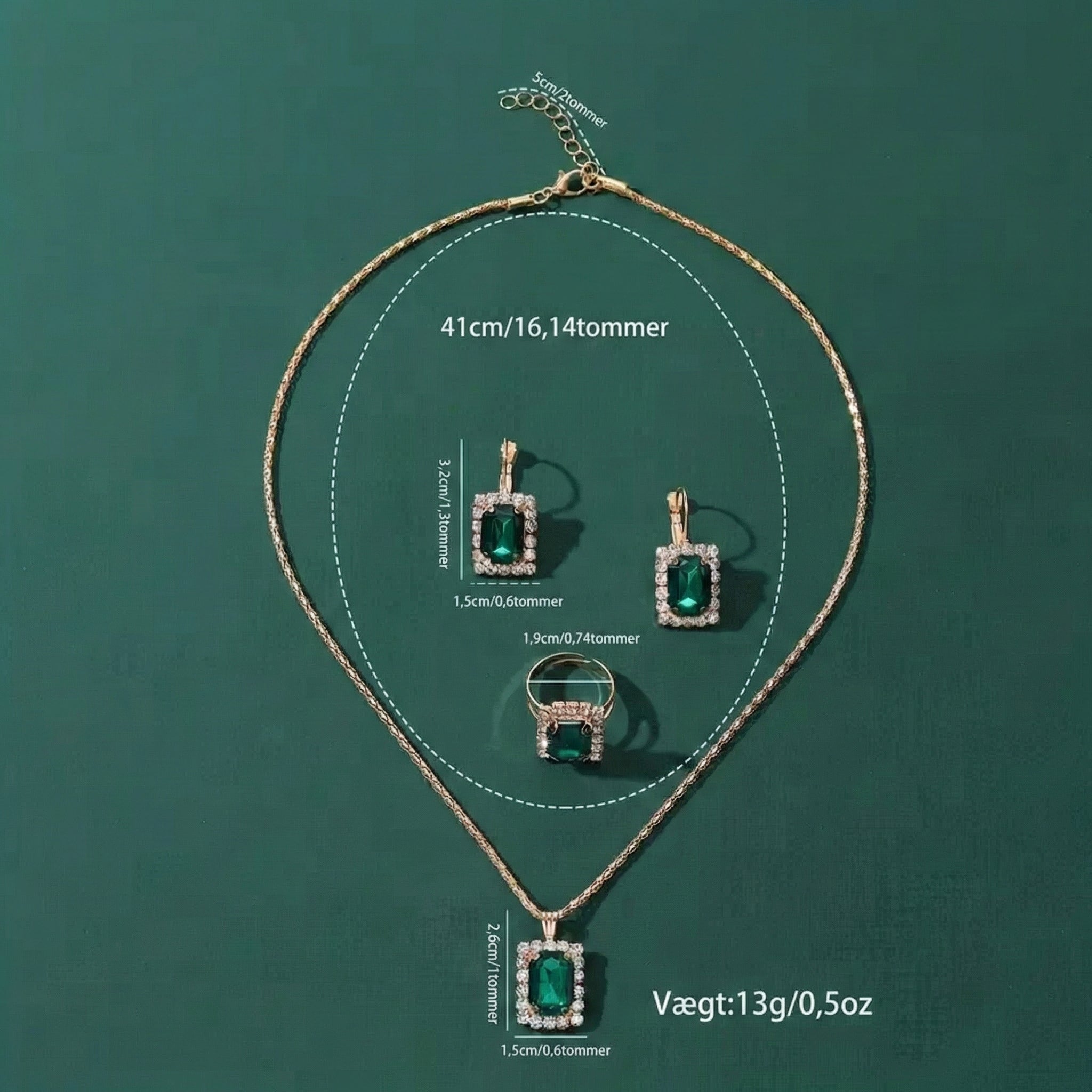 Sylvara Greenveil Set de bijuterii | Aur alb