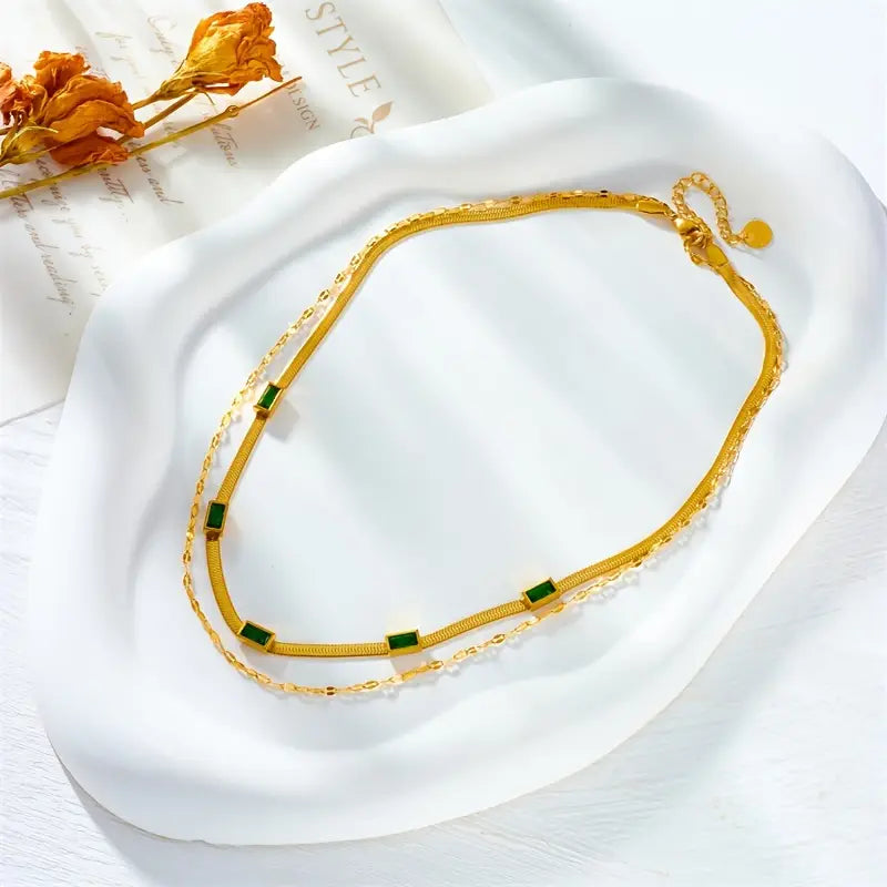 Retro Dobbelt Lag Krave Sorella Gem | Aur