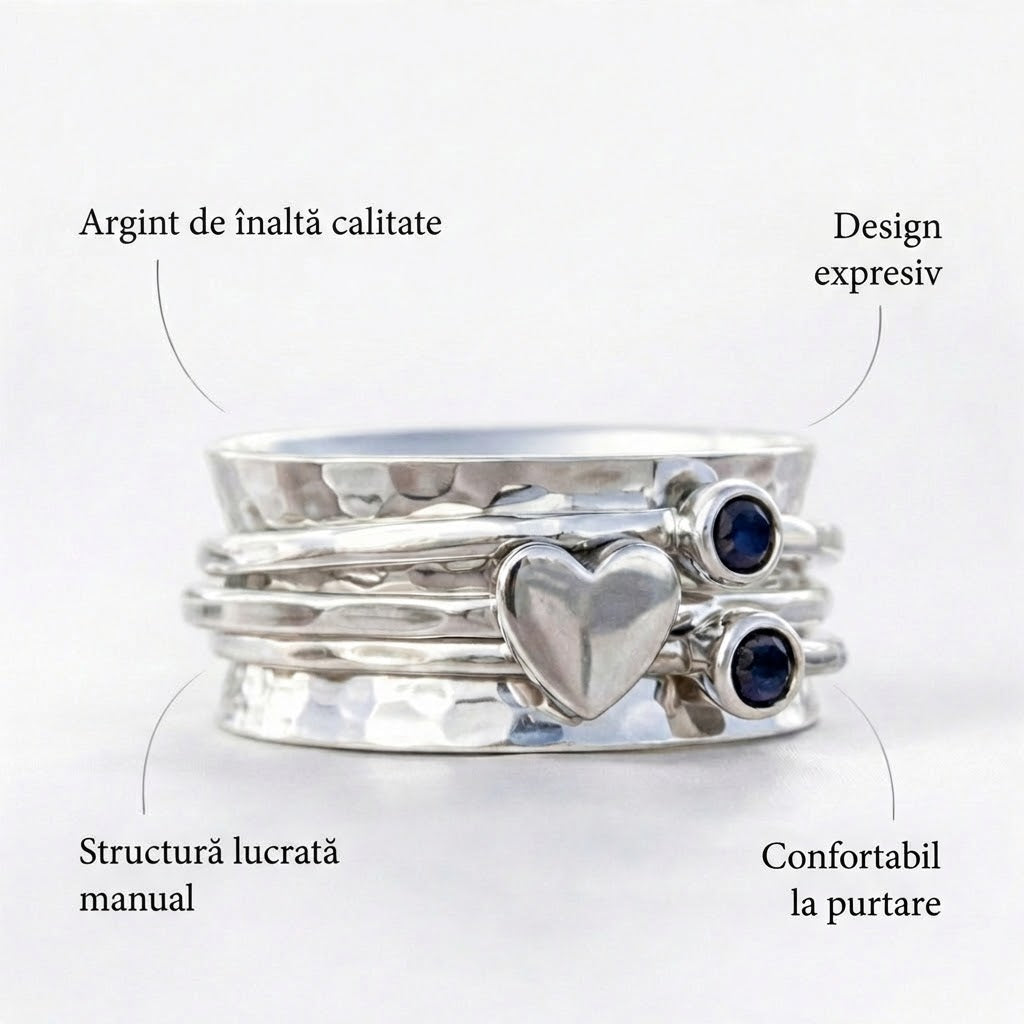 Inel Elegant din Argint cu Inimă Rotativă