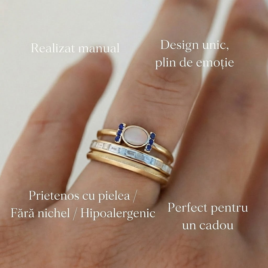 Tereza – Inel delicat din aur cu opal strălucitor și contururi clare.