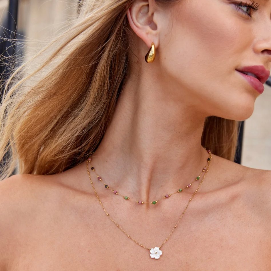 Jana – Colier dublu cu pandantiv rotund.