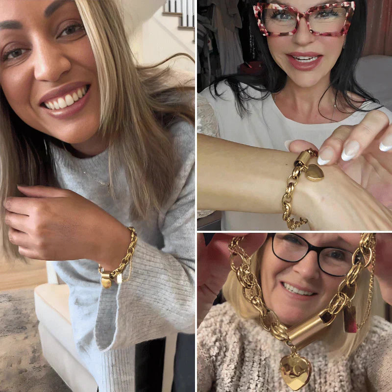 Brățară Chunky Hjerte Stykke | Aur