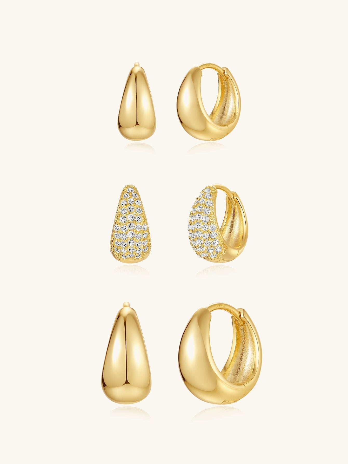 Rosalie – Cercei moi aurii cu structură curbată.